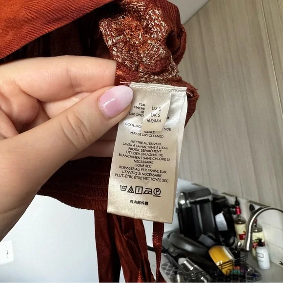 Free People Sahara Embroidered Wrap Crop Top - Rust - Size Small - Picture 9 of 15